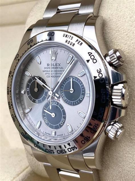 rolex daytona white gold silver dial